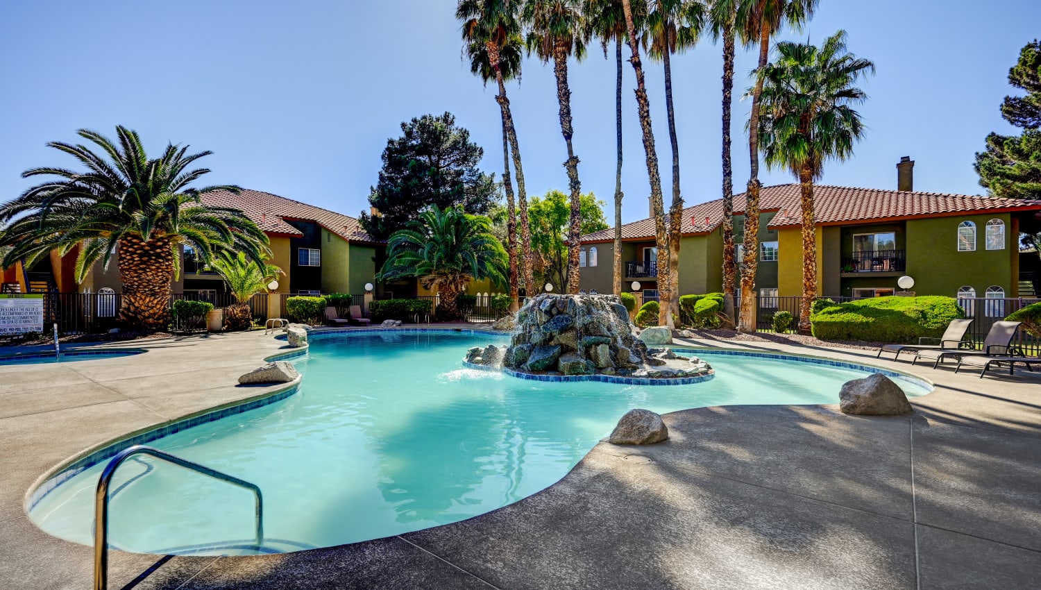 Pool and spa area at Hidden Cove Apartments in Las Vegas, Nevada