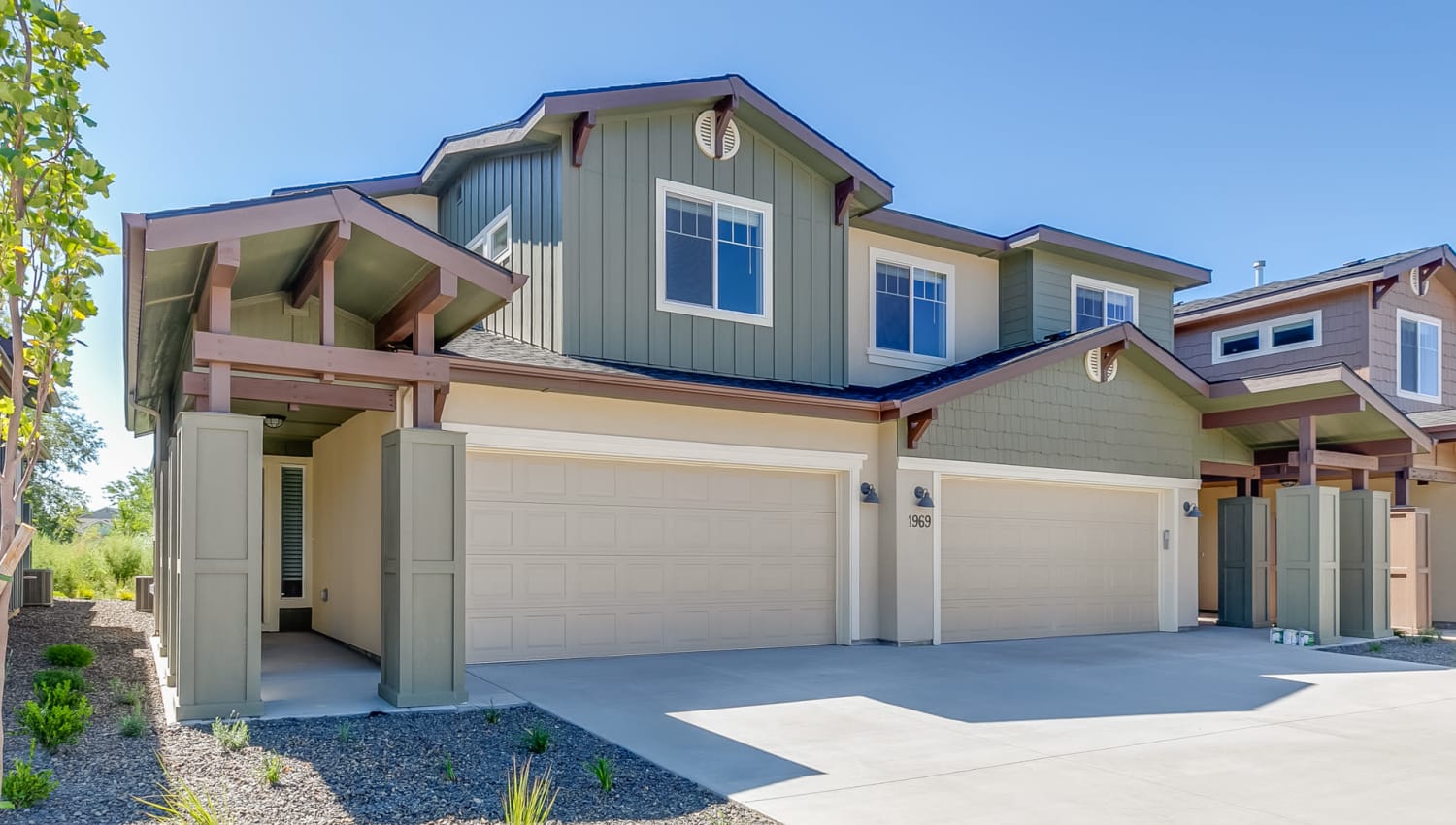 Two-story craftsman-style townhome at Olympus at Ten Mile in Meridian, Idaho