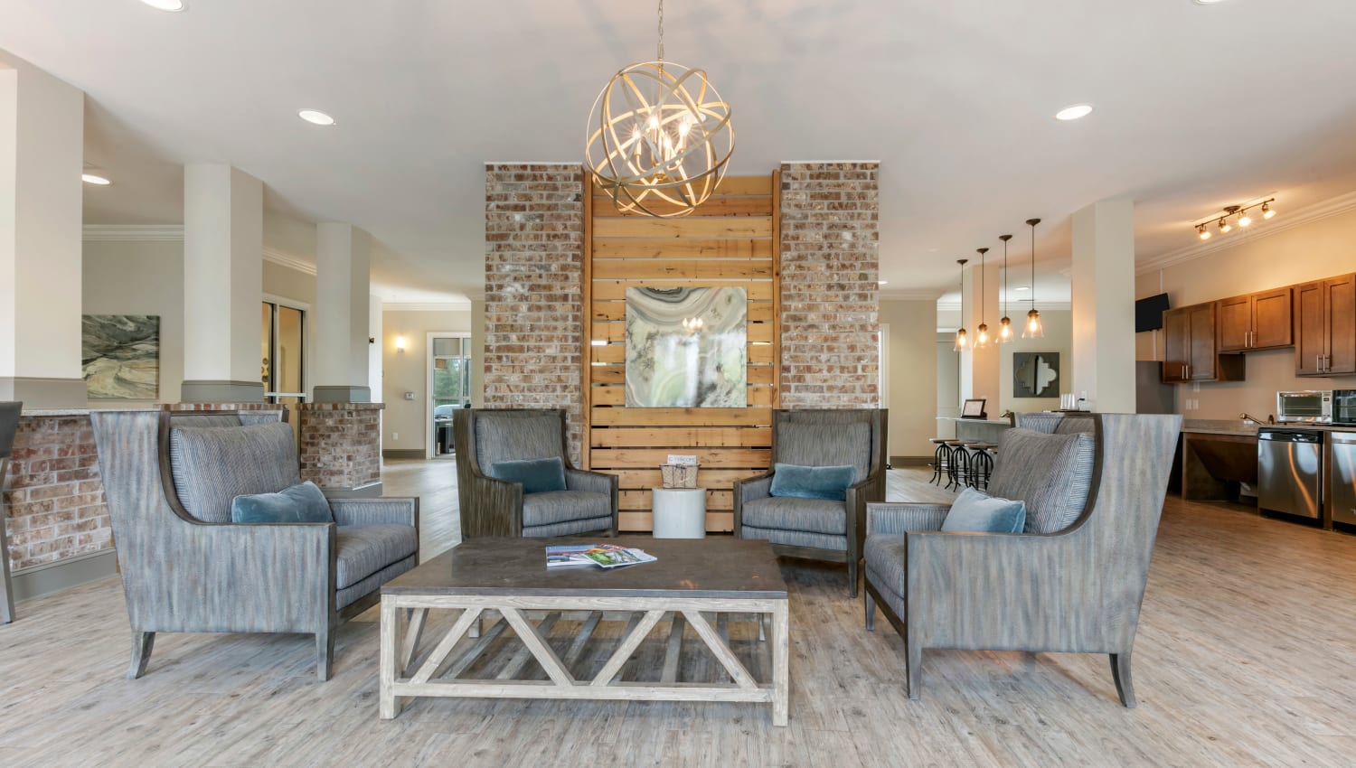 Beautiful, modern resident clubhouse at The Village at Apison Pike in Ooltewah, Tennessee