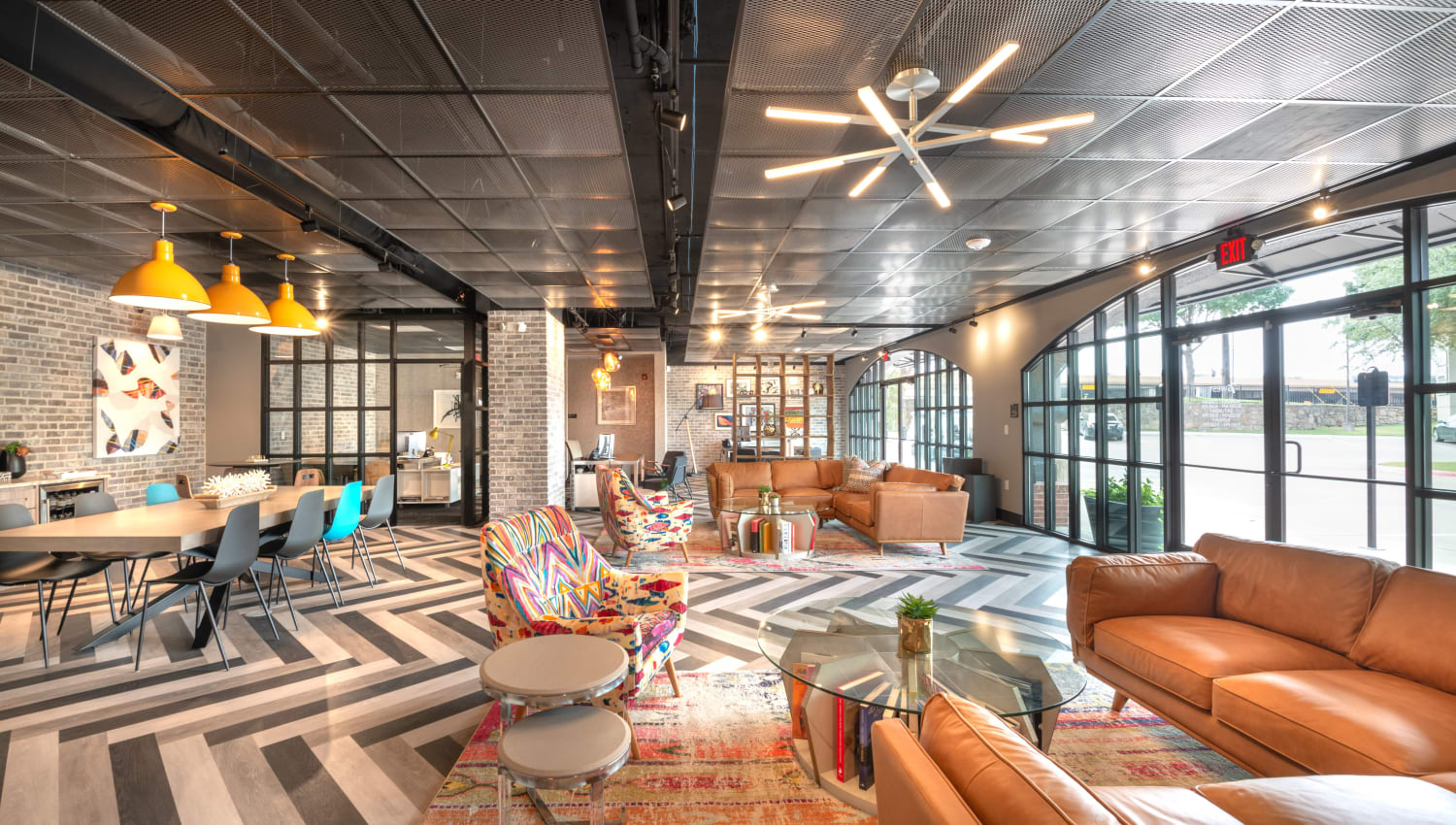 Stunning resident clubhouse at 75 West in Dallas, Texas