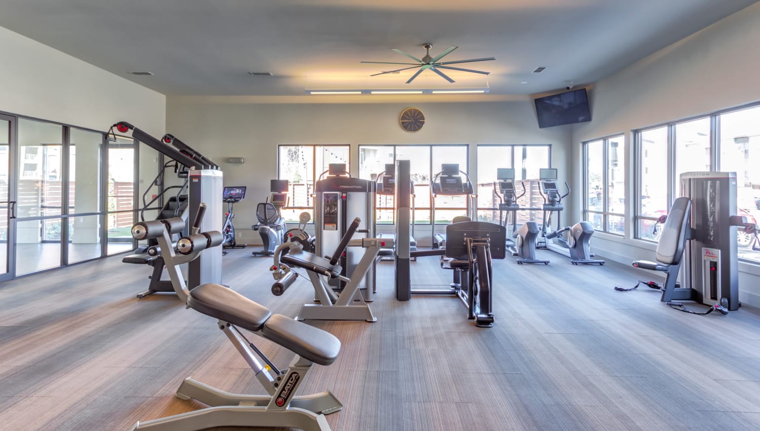 Well equipped fitness center at The Point at Town Center in Jacksonville, Florida