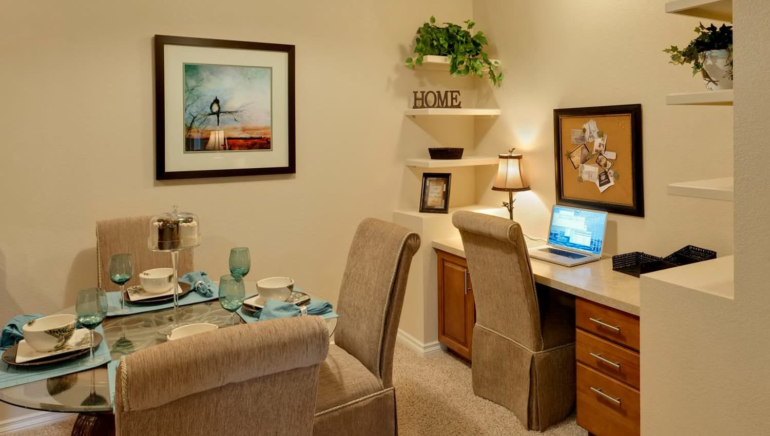 Dining and office nook at The Preserve at Greenway Park in Casper, Wyoming