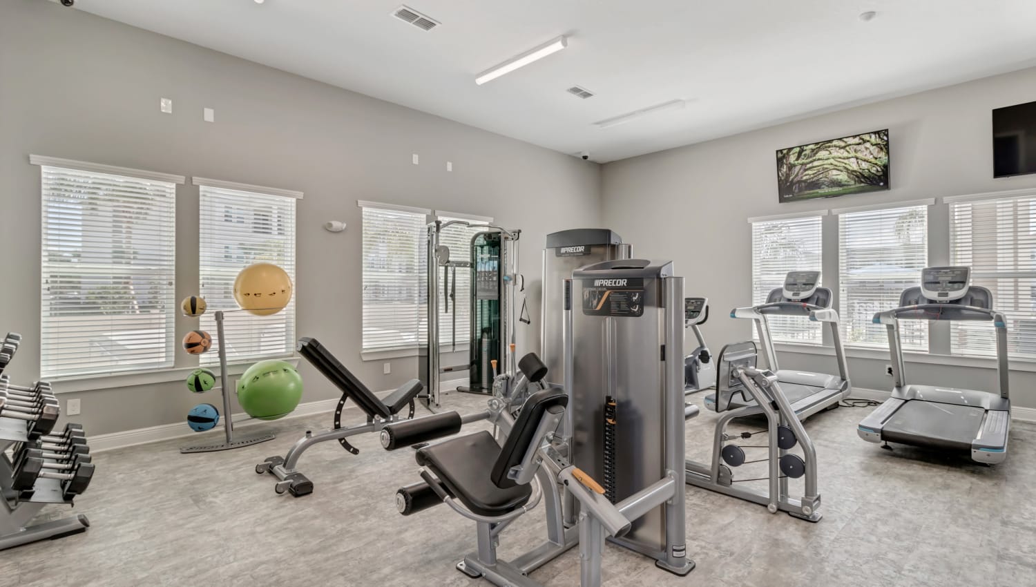 Spacious fitness center at The Carlton at Bartram Park in Jacksonville, Florida