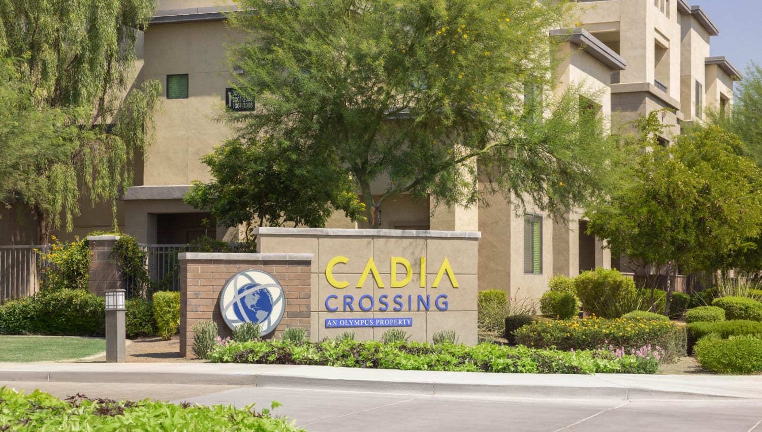 Front entrance sign at Cadia Crossing in Gilbert, Arizona