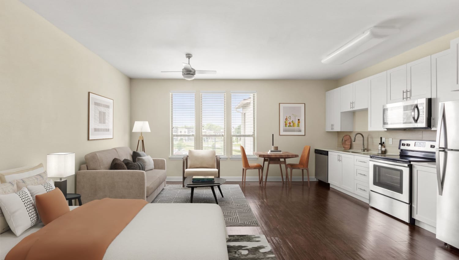 Modern and cozy studio layout at The Point at Town Center in Jacksonville, Florida