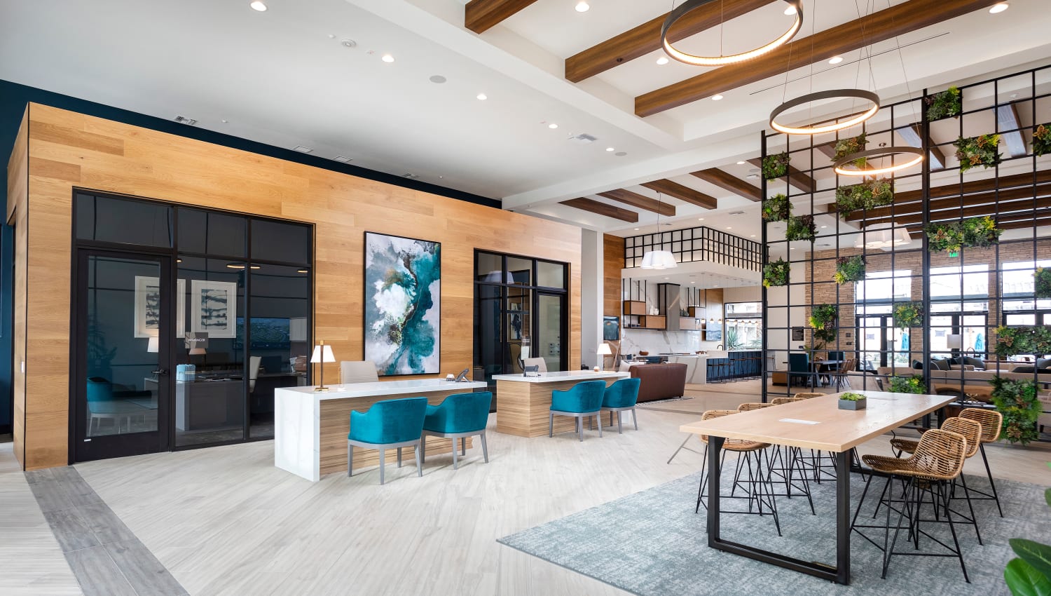 Leasing office leading into clubhouse at The Residences at Escaya in Chula Vista, California
