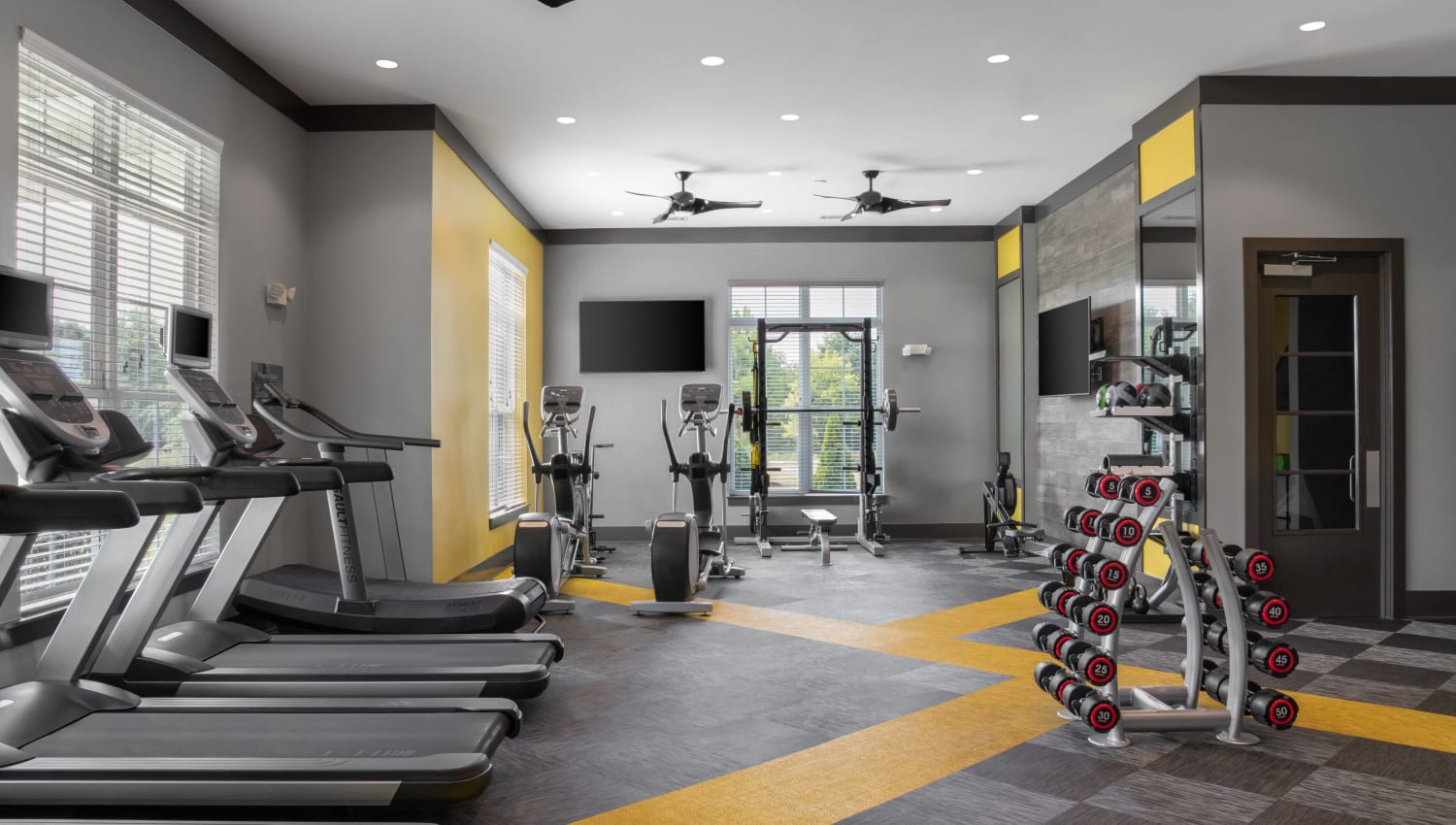 Well equipped fitness center at The Palmer in Charlotte, North Carolina