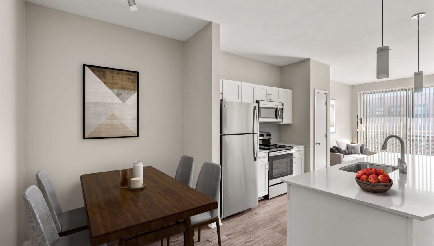 Dining nook in open concept floor plan at Olympus Boulevard in Frisco, Texas