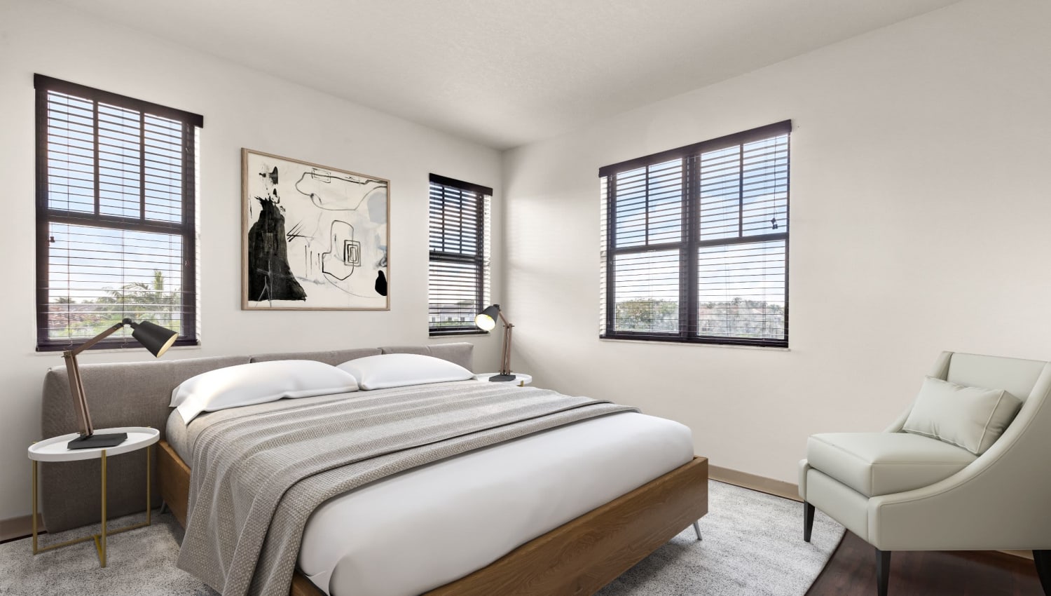A master bedroom at Eterno in Pompano Beach, Florida