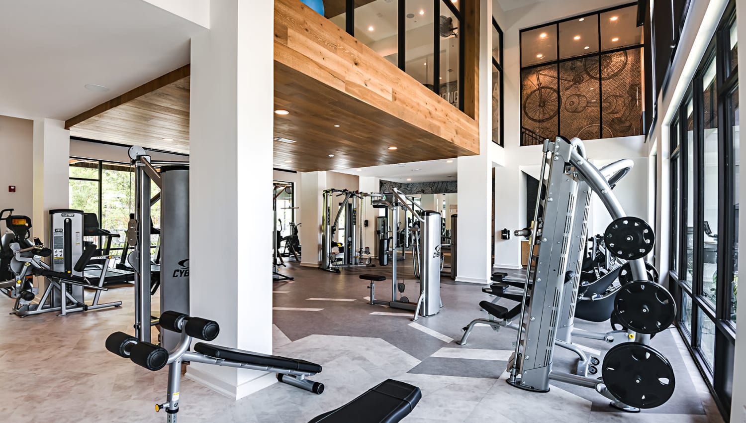 Spacious fitness center at Olympus Preserve at Town Center in Jacksonville, Florida