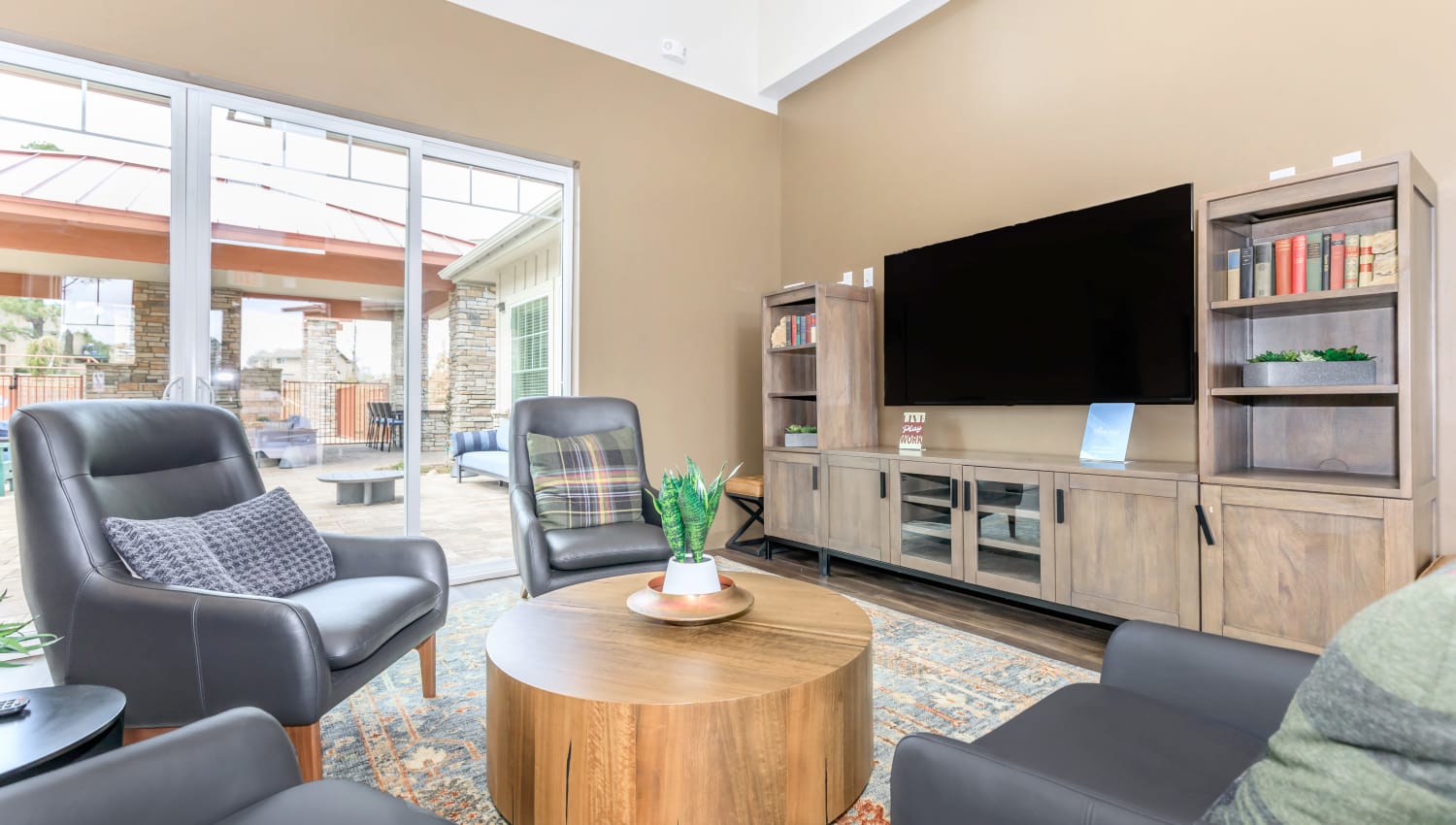 Resident lounge with comfortable seating at Trailside Apartments in Flagstaff, Arizona