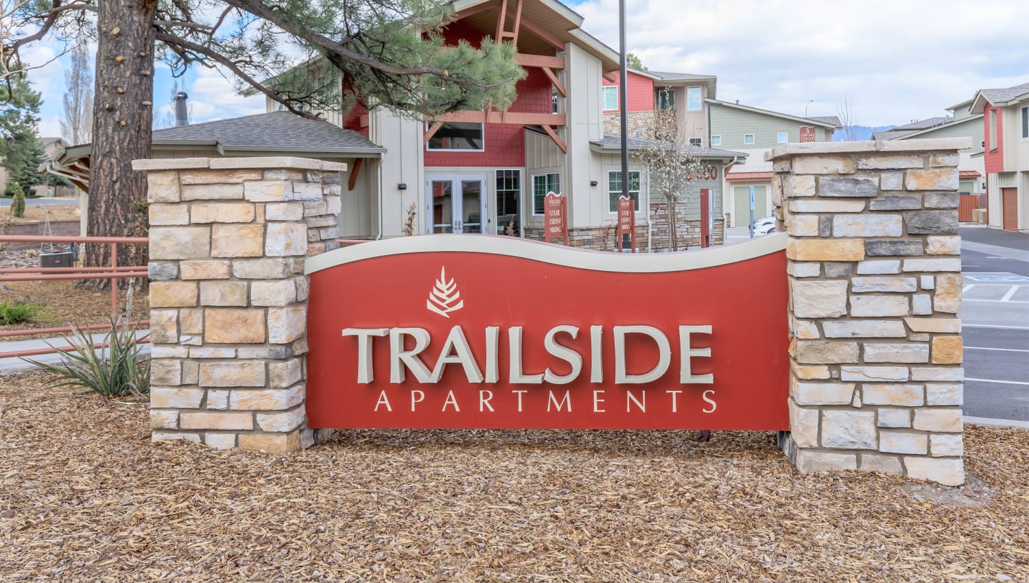 Monument sign at Trailside Apartments in Flagstaff, Arizona