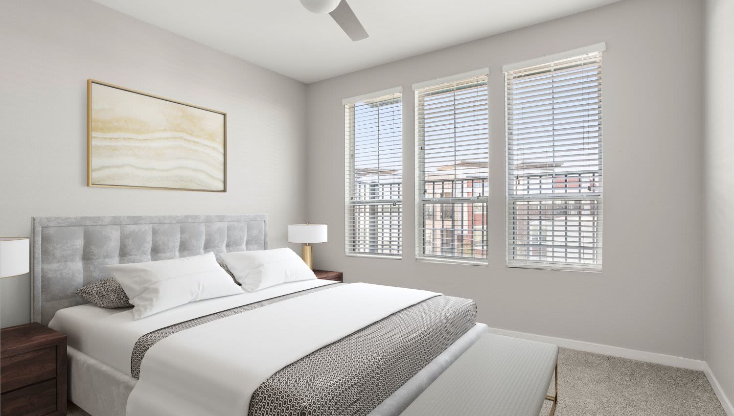  Model bedroom with great natural light at Town Commons in Gilbert, Arizona