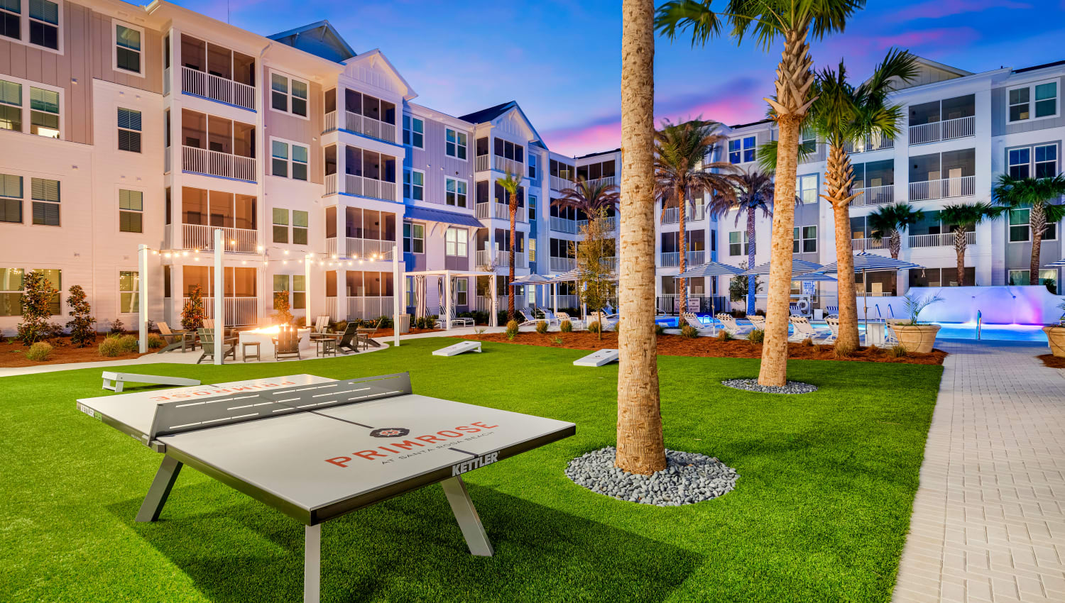 Lawn games with ping pong at Primrose at Santa Rosa Beach in Santa Rosa Beach, Florida