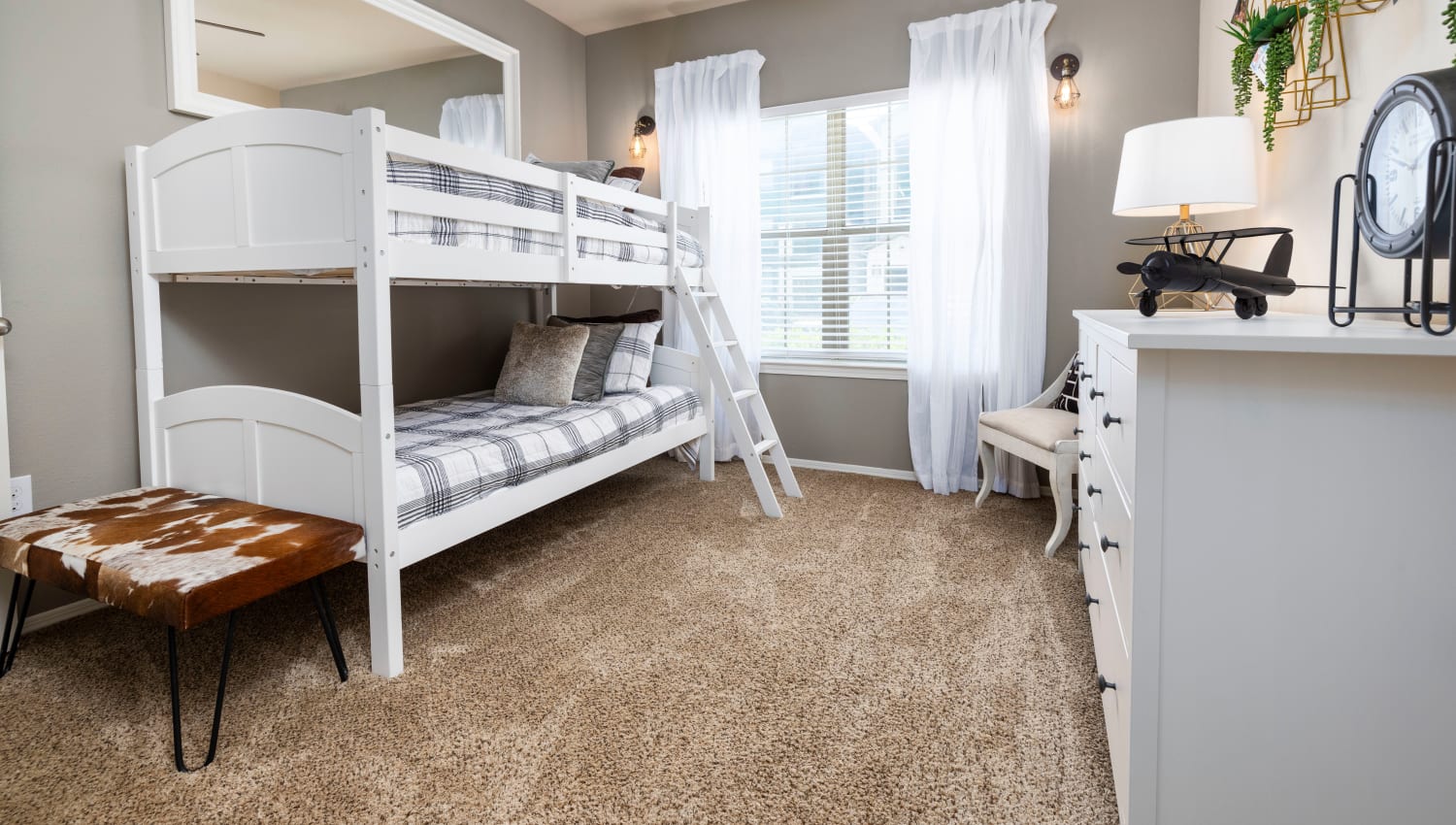 Double deck bedroom for kids at Carrington Oaks in Buda, Texas