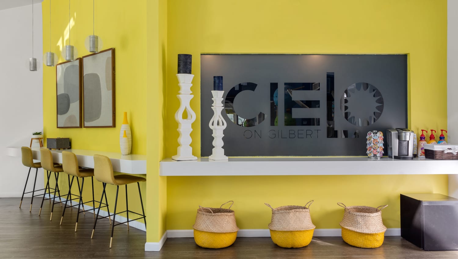 Colorful resident clubhouse at Cielo on Gilbert in Mesa, Arizona