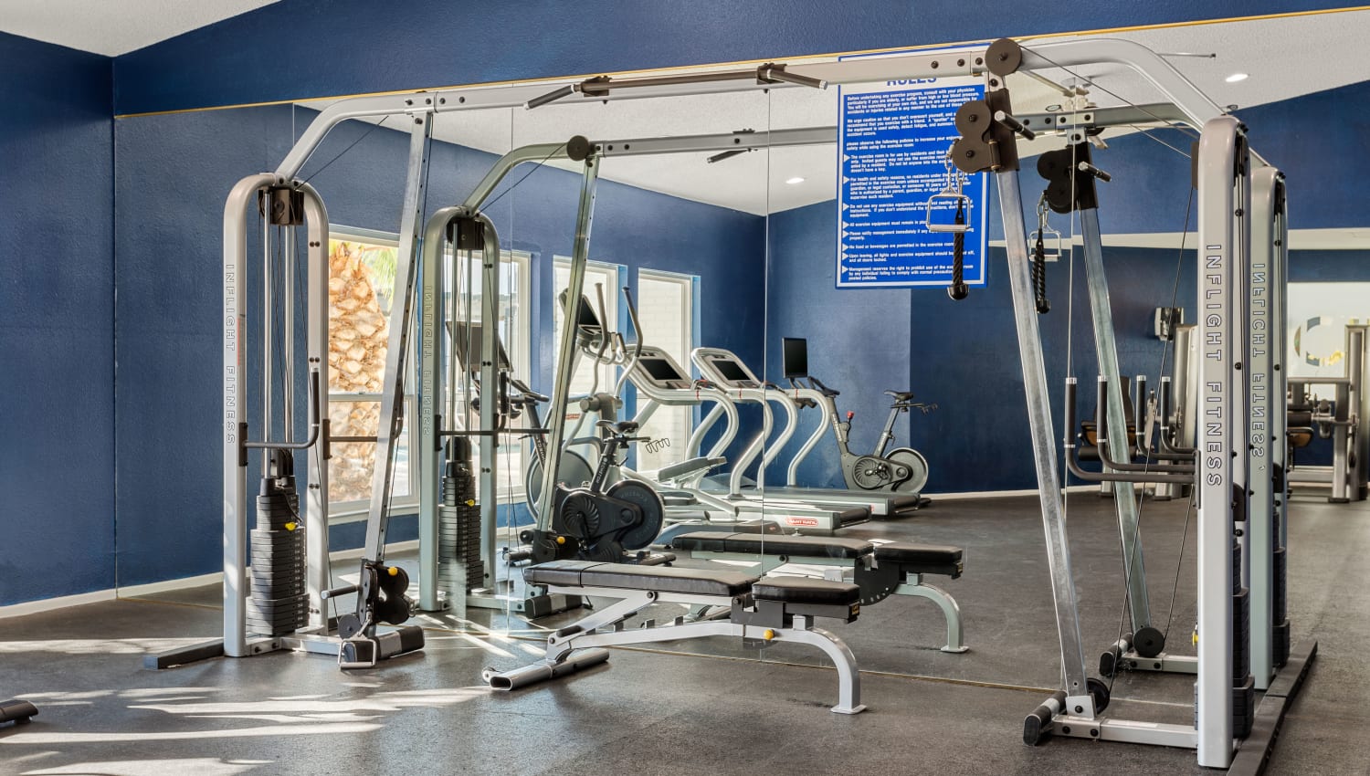 Well-equipped fitness center at Cielo on Gilbert in Mesa, Arizona
