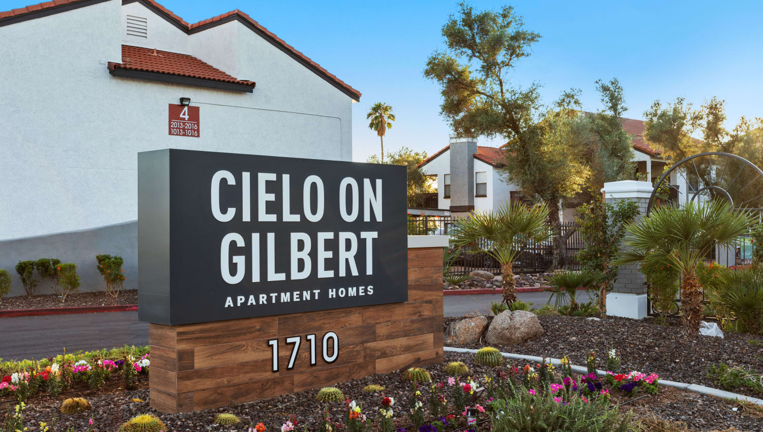 Monument sign outside of Cielo on Gilbert in Mesa, Arizona