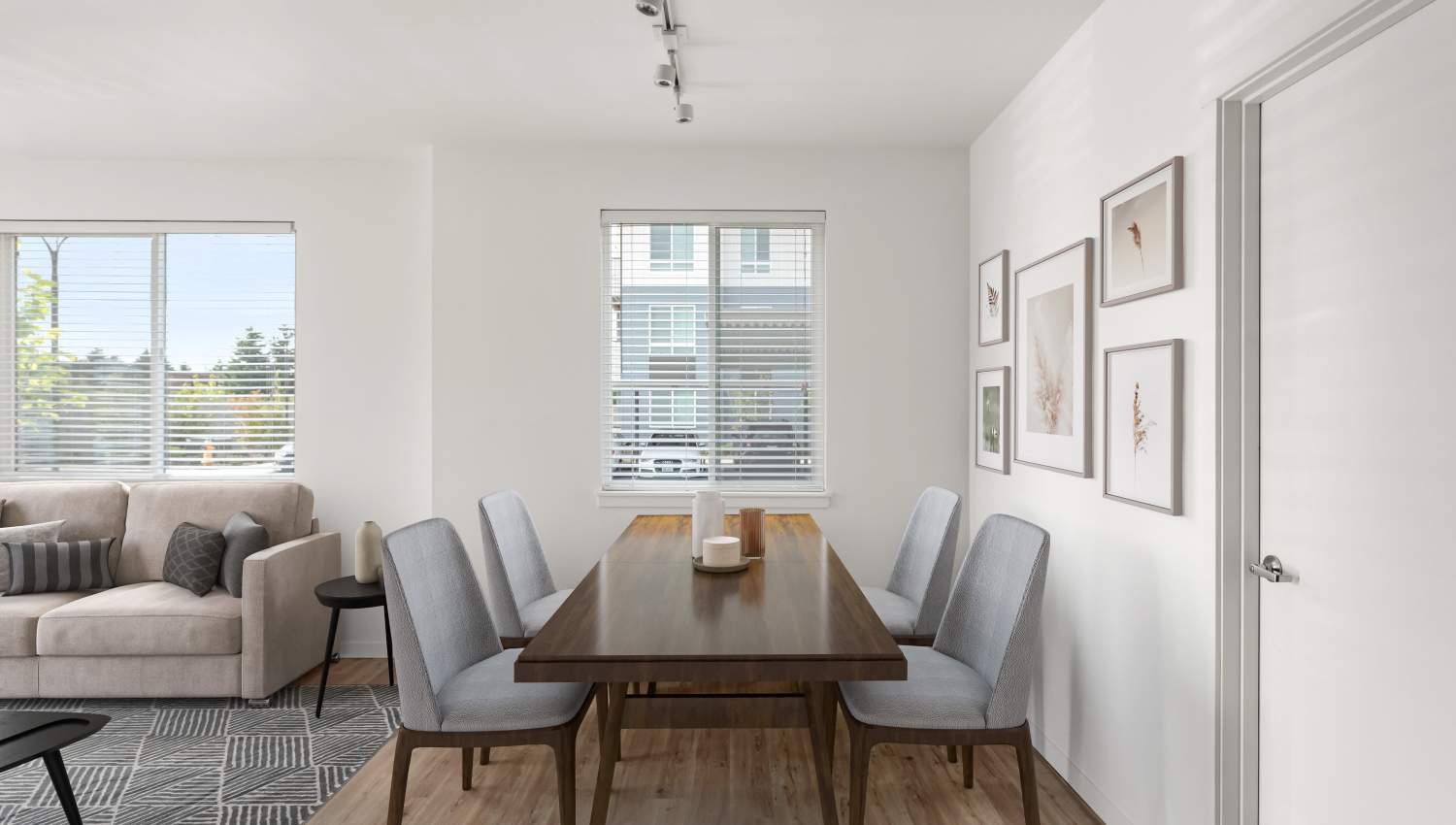 Dining table in an apartment at Helm in Everett, Washington