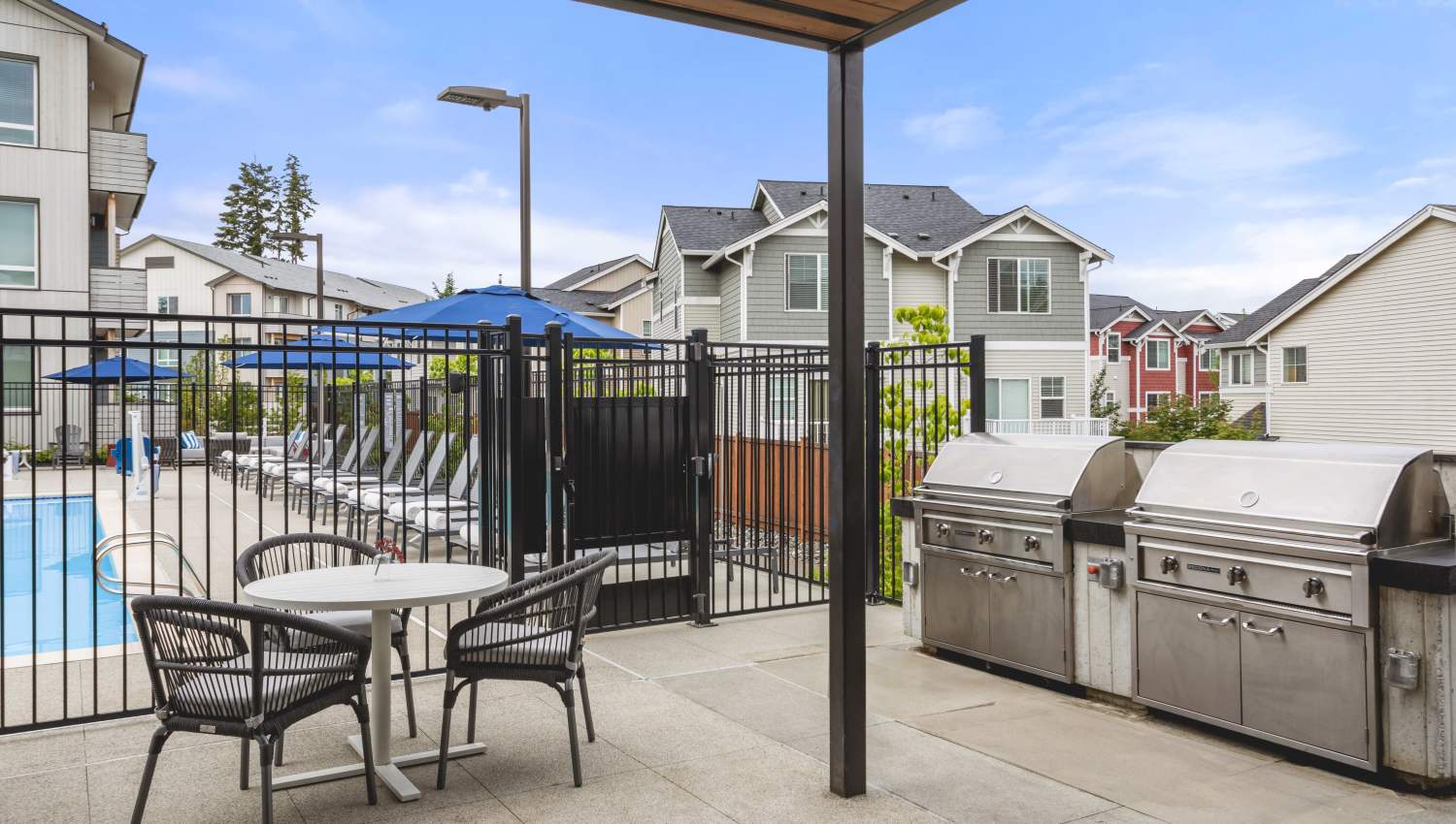 Picnic area and grills at Helm in Everett, Washington