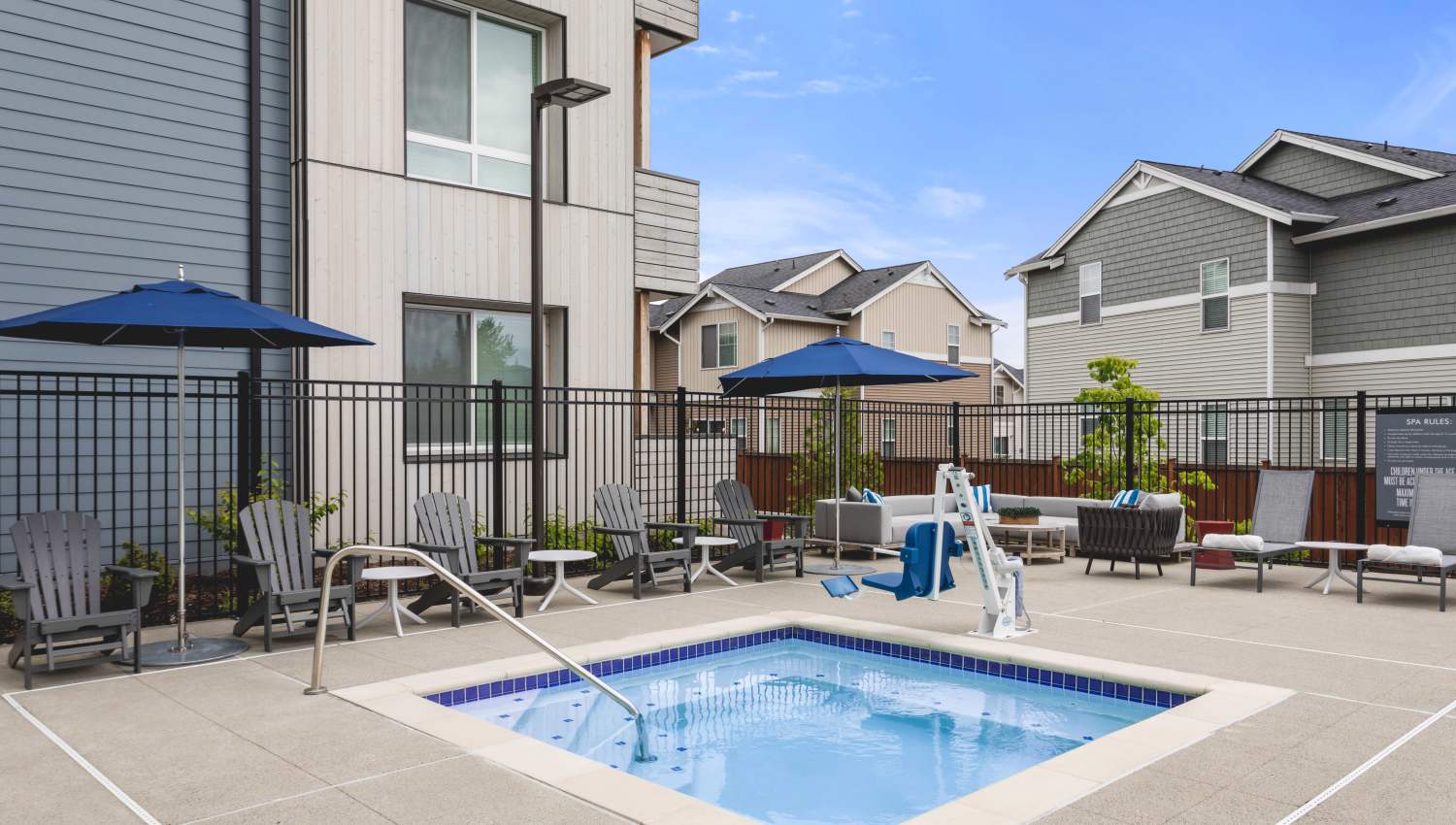 Hot tub by the pool at Helm in Everett, Washington