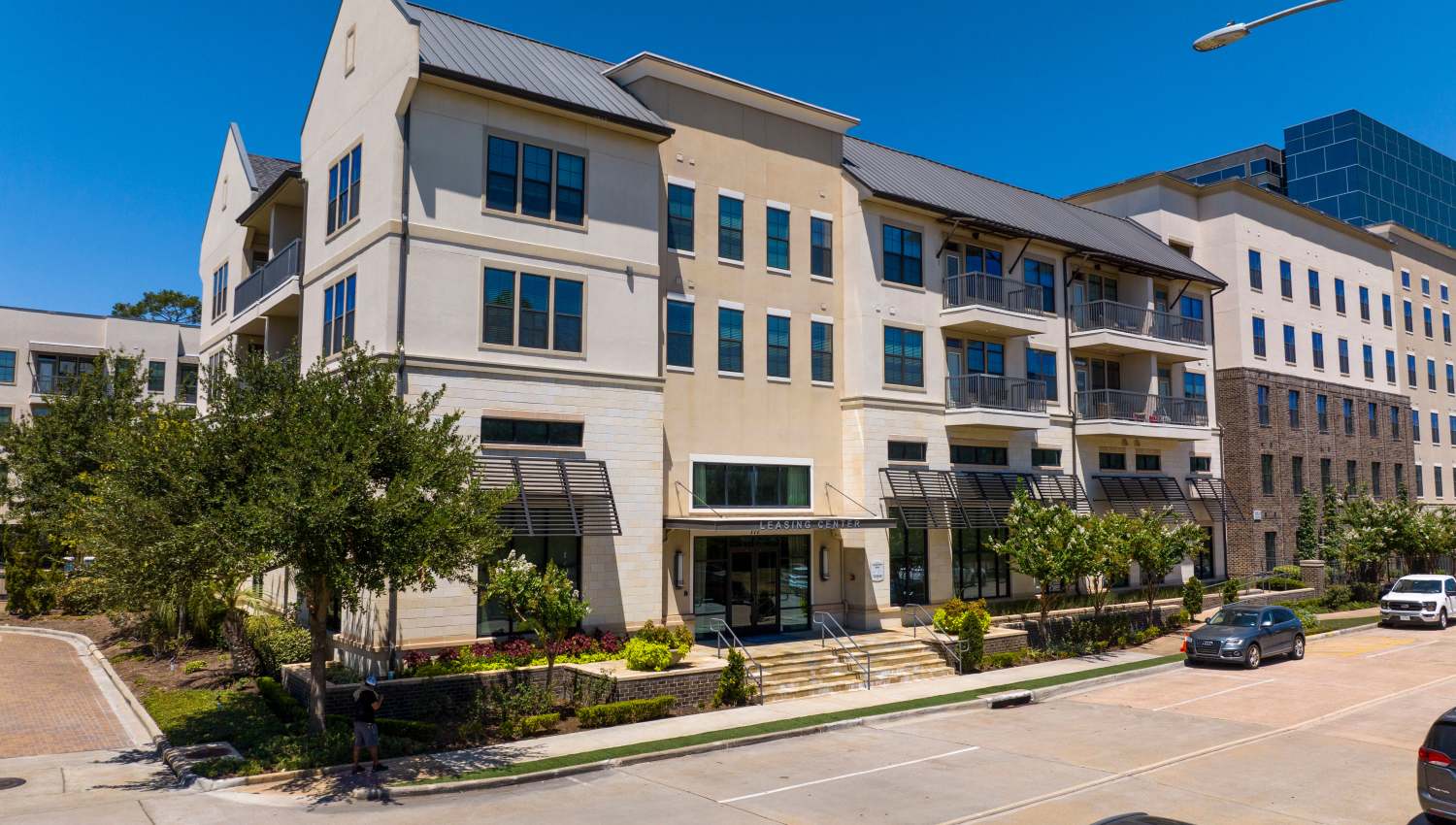 Exterior leasing office at Olympus at Memorial in Houston, Texas