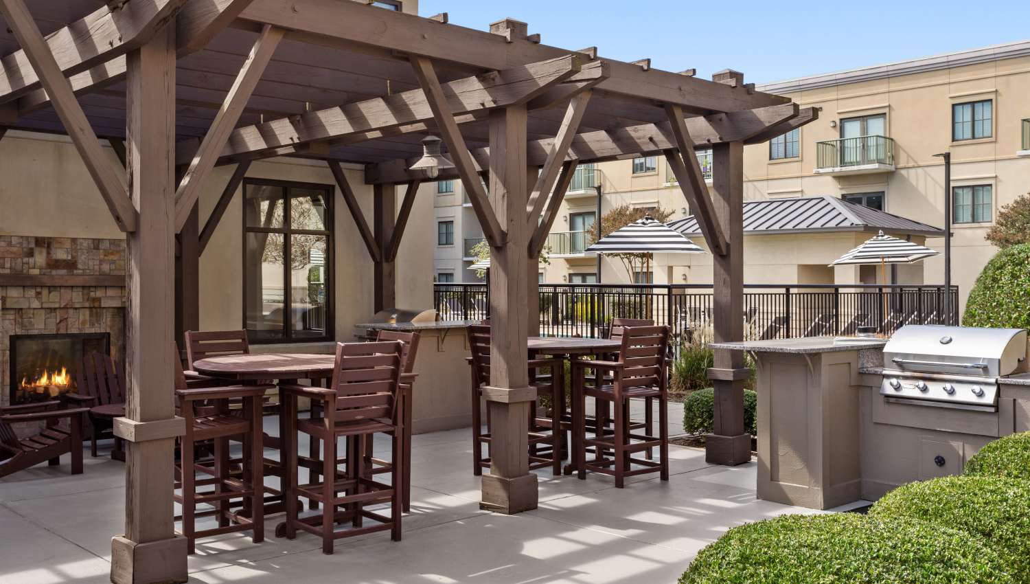Poolside grills and lounge at SouthPark Morrison in Charlotte, North Carolina