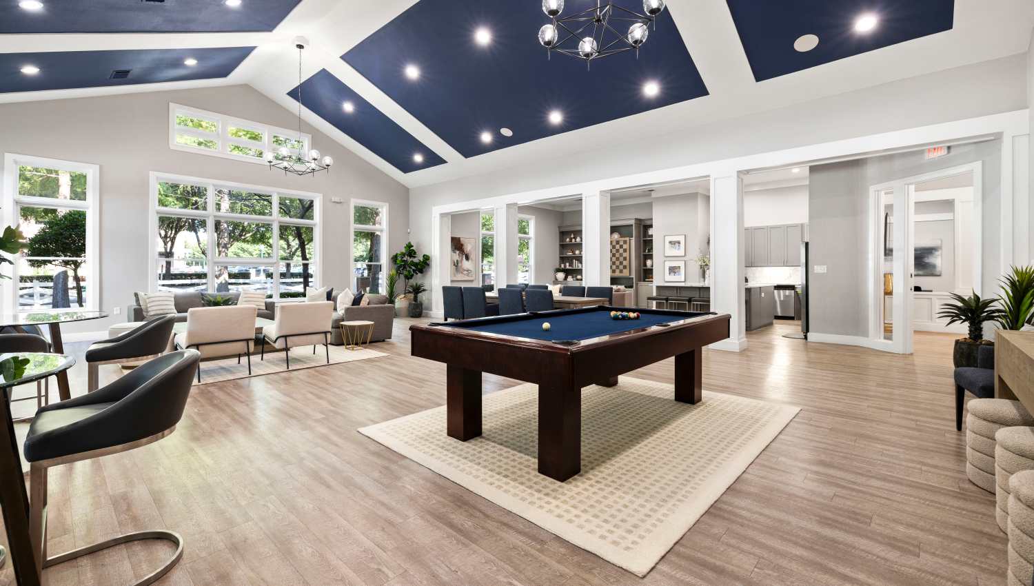 A billiard table in clubhouse at Olympus Town Center in Keller, Texas