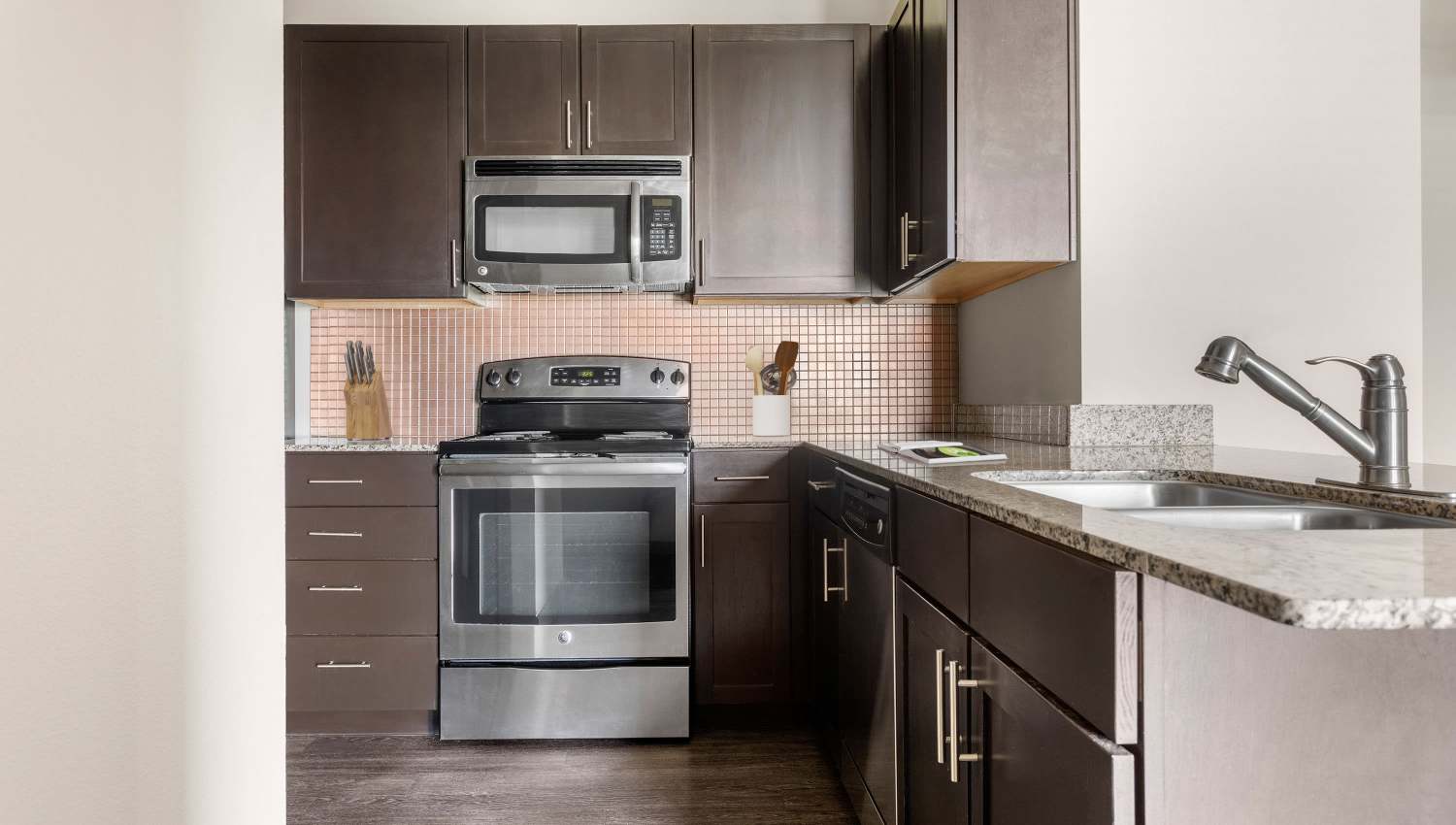 Model unit kitchen area at Tacara at Westover Hills in San Antonio, Texas