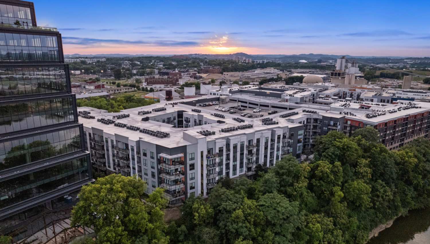 Aerial view of the community at The Griff in Nashville, Tennessee, 