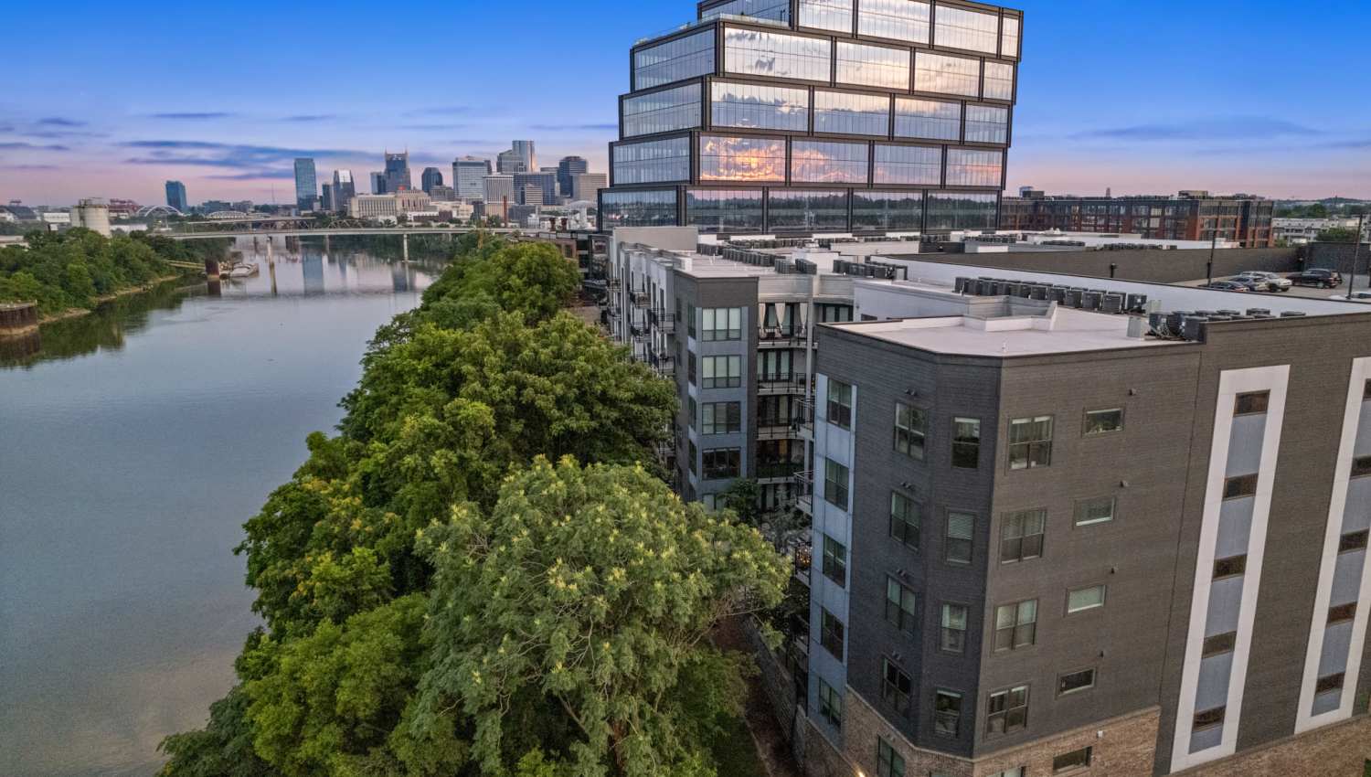 Beautiful view of lake and trees surrounding the community at The Griff in Nashville, Tennessee, 