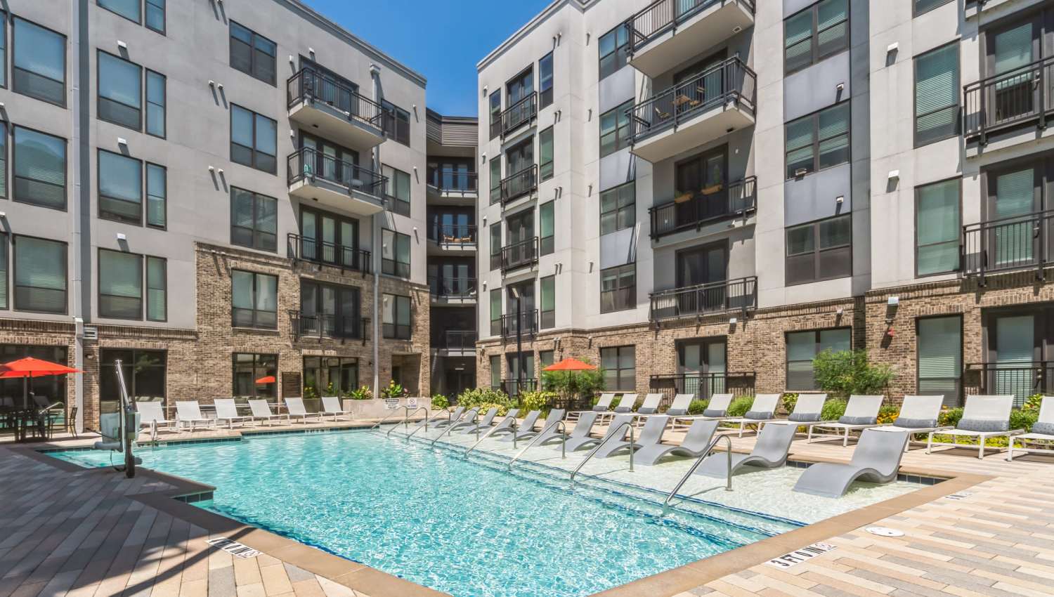 Sparkling water swimming pool at The Griff in Nashville, Tennessee, 