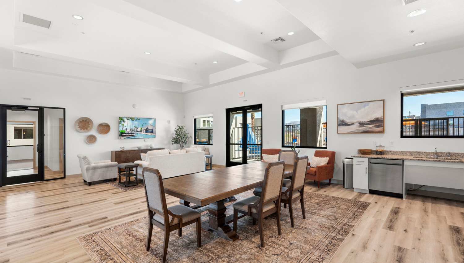 Clubhouse with wooden flooring at Olympus at Arroyo Verde in Tucson, Arizona
