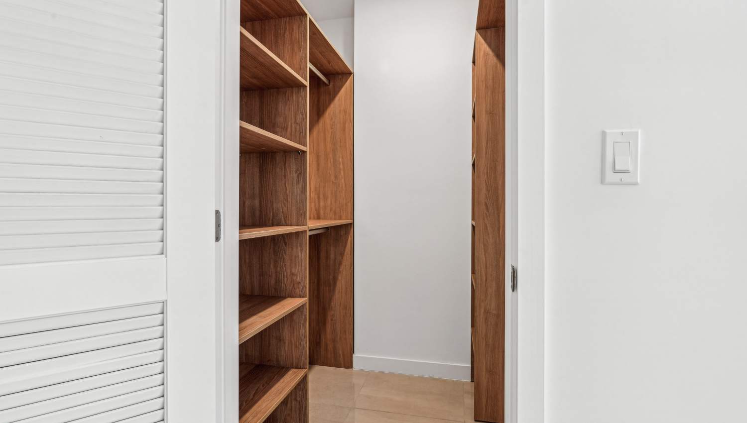 Wooden closet and storage units at Fifteen in Miami,Florida