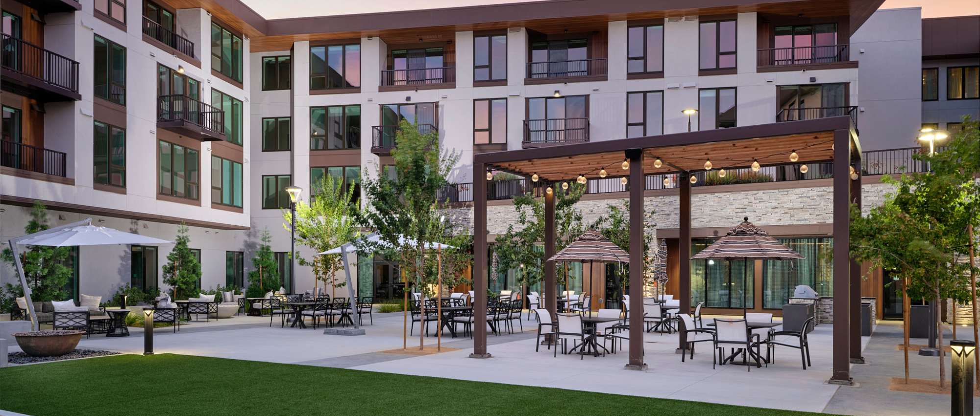 Courtyard and apartments at Novelle in San Jose, California