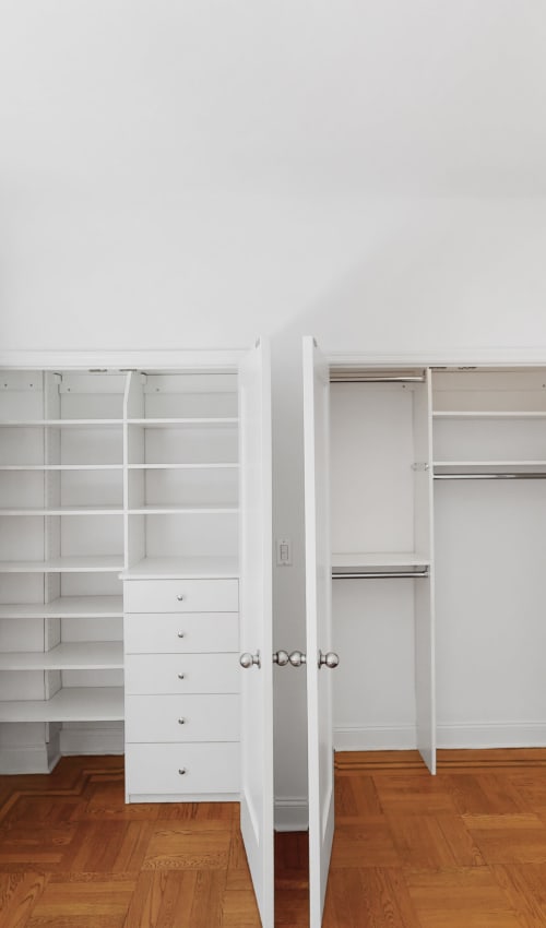 So much storage space in the bedroom closets at Eastgold NYC in New York, New York