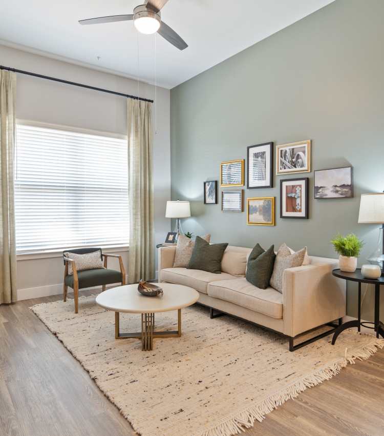 Living room with wood-style flooring at 101 Depot in Smyrna, Tennessee