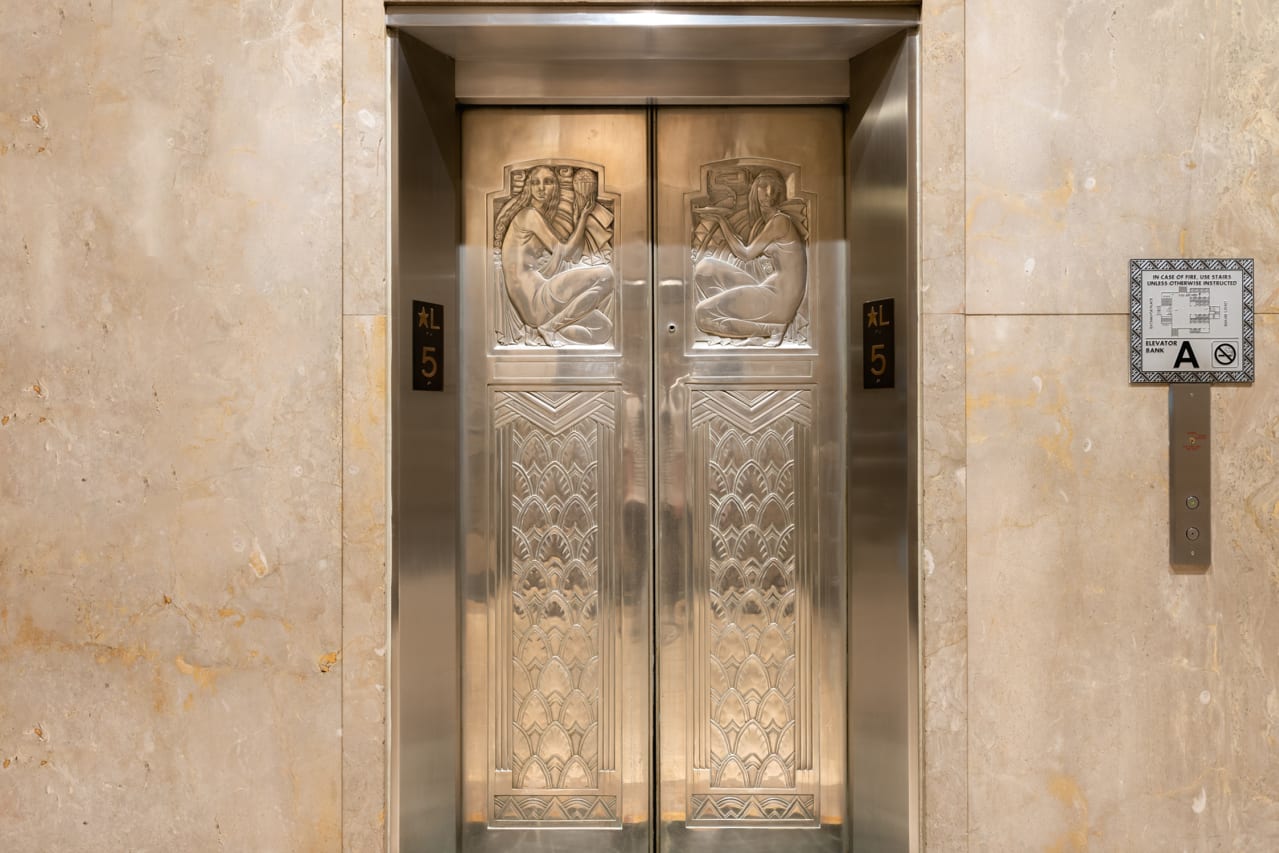Elevator entrance at Twenty Exchange in New York, New York