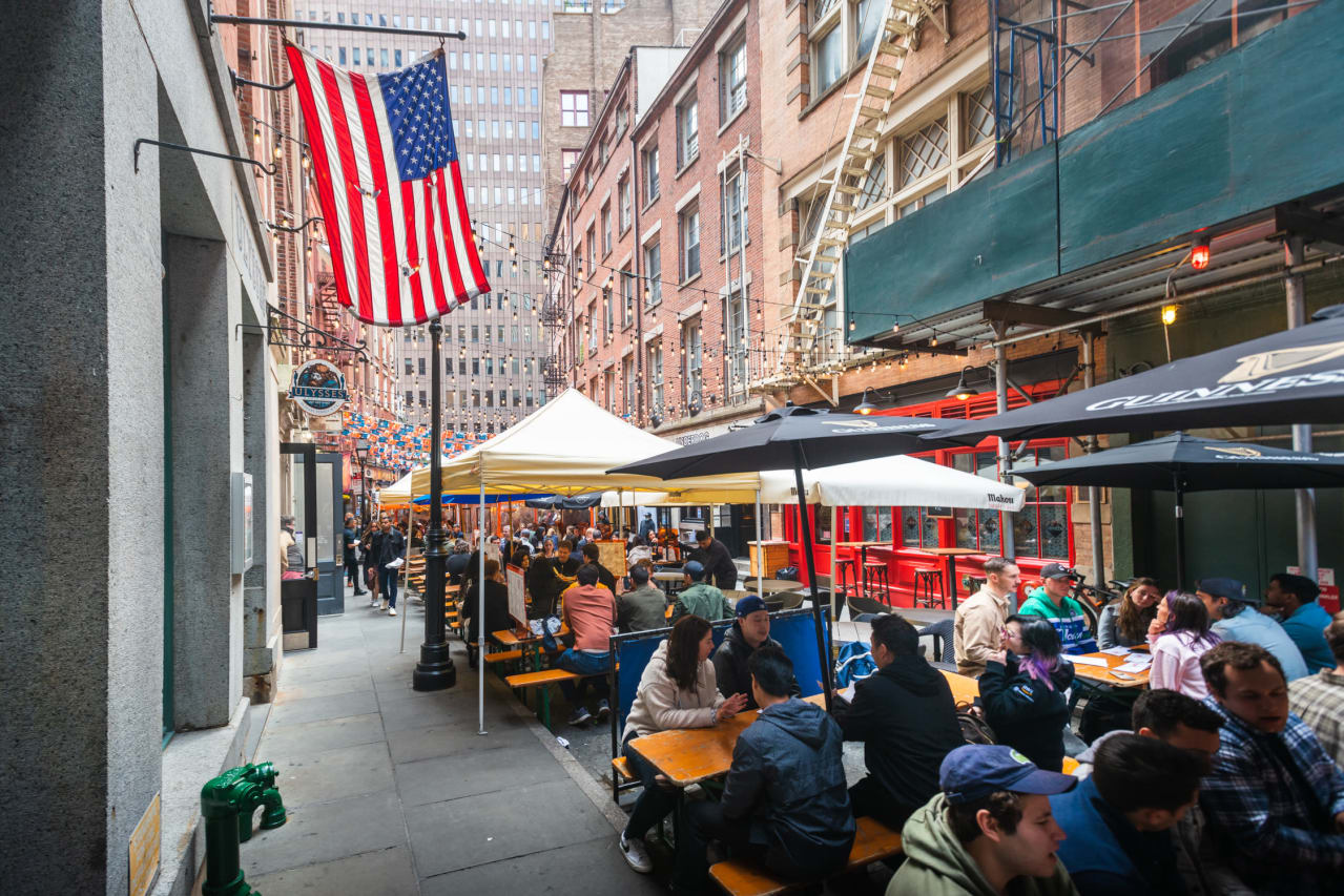 Outdoor dining near Twenty Exchange in New York, New York