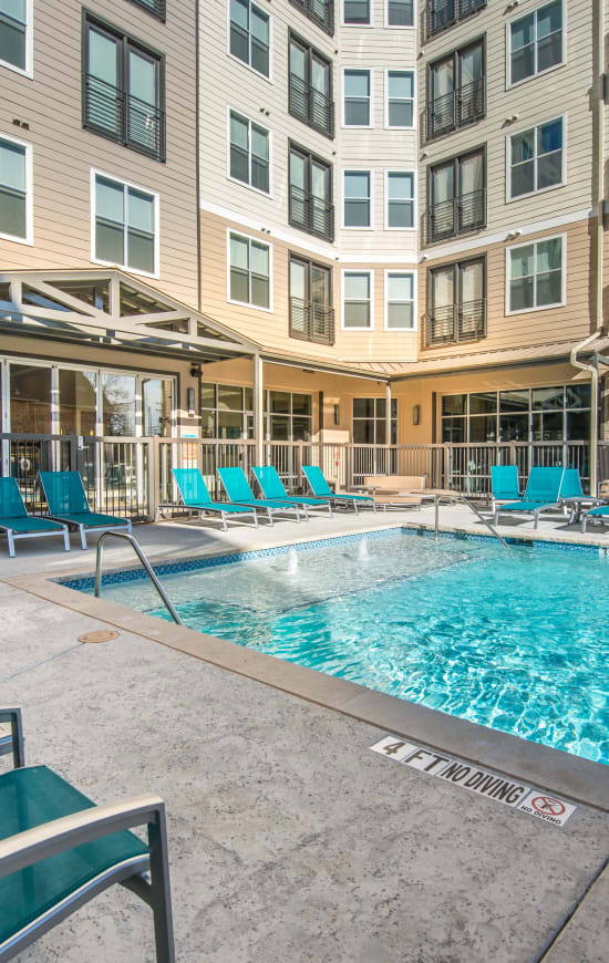 Our beautiful swimming pool at 33 North in Denton, Texas