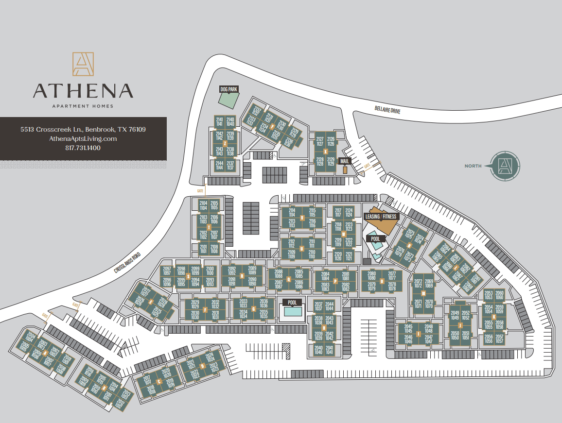 Athena Apartment Homes Community Site Map