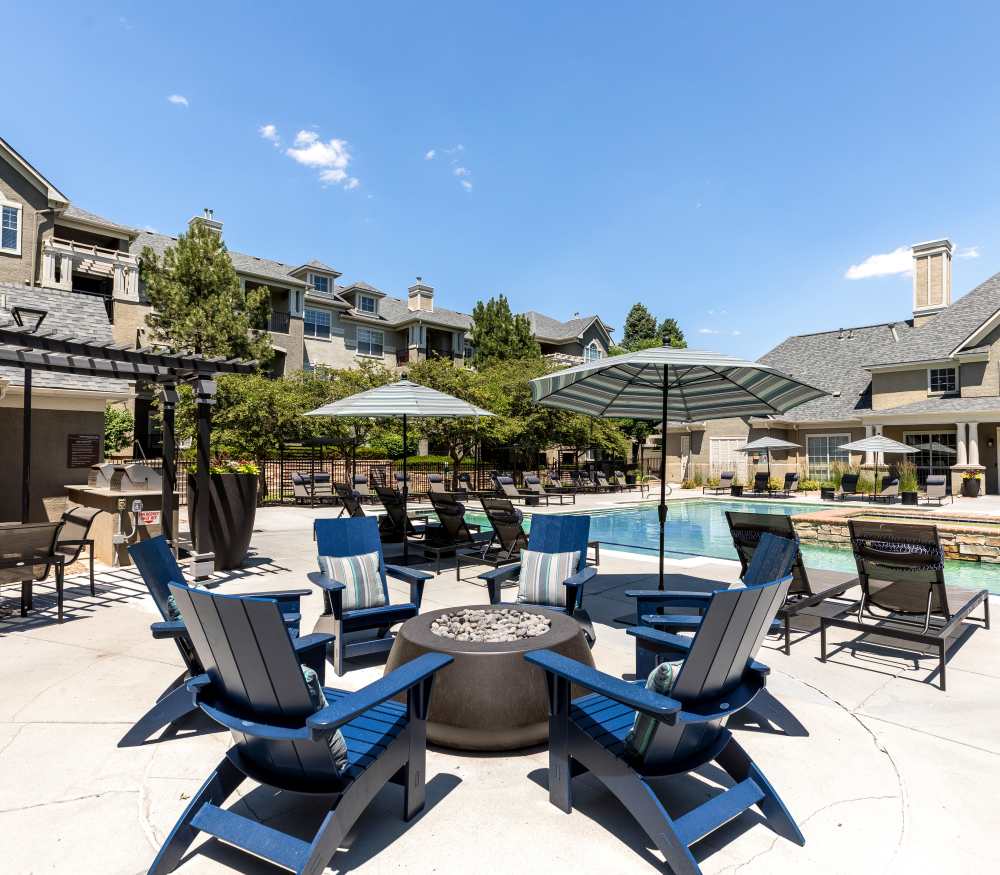 View of the amenities at Greenwood Plaza in Centennial, Colorado