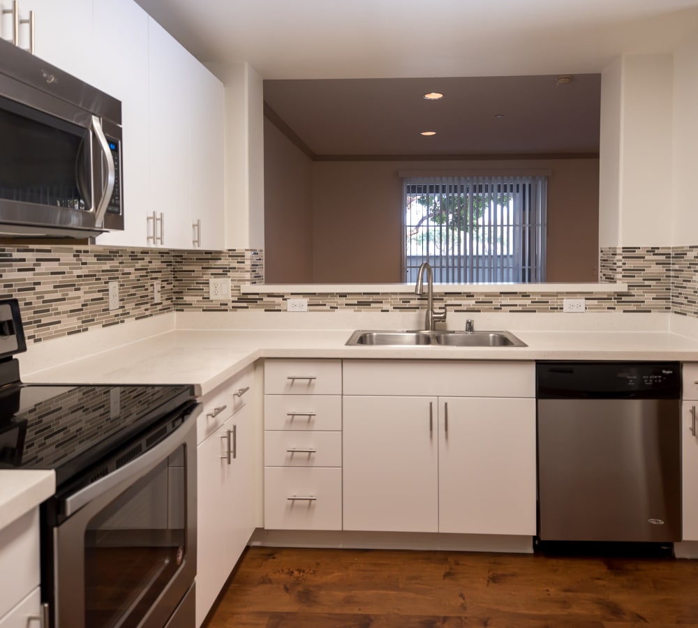 Luxury kitchen with stainless-steel appliances at Park Central in Concord, California