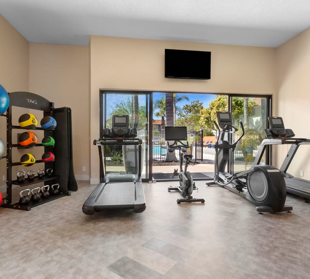 Resident fitness center with various cardio and strength equipment to get a good workout on at Terra Camarillo in Camarillo, California