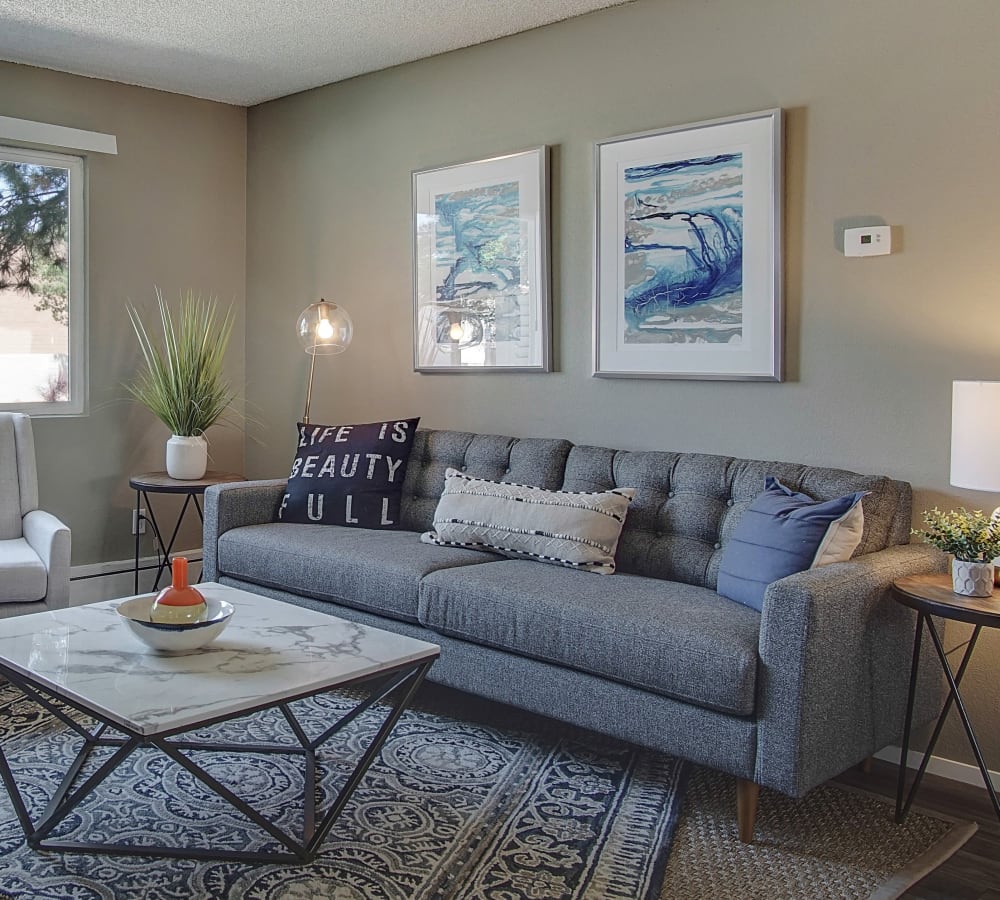 Living space with wall art at Marina's Edge Apartment Homes in Sparks, Nevada
