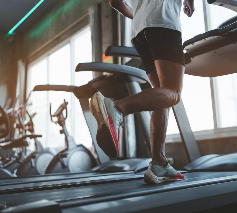 Resident running on the treadmill at Vintage at Redfield in Reno, Nevada  
