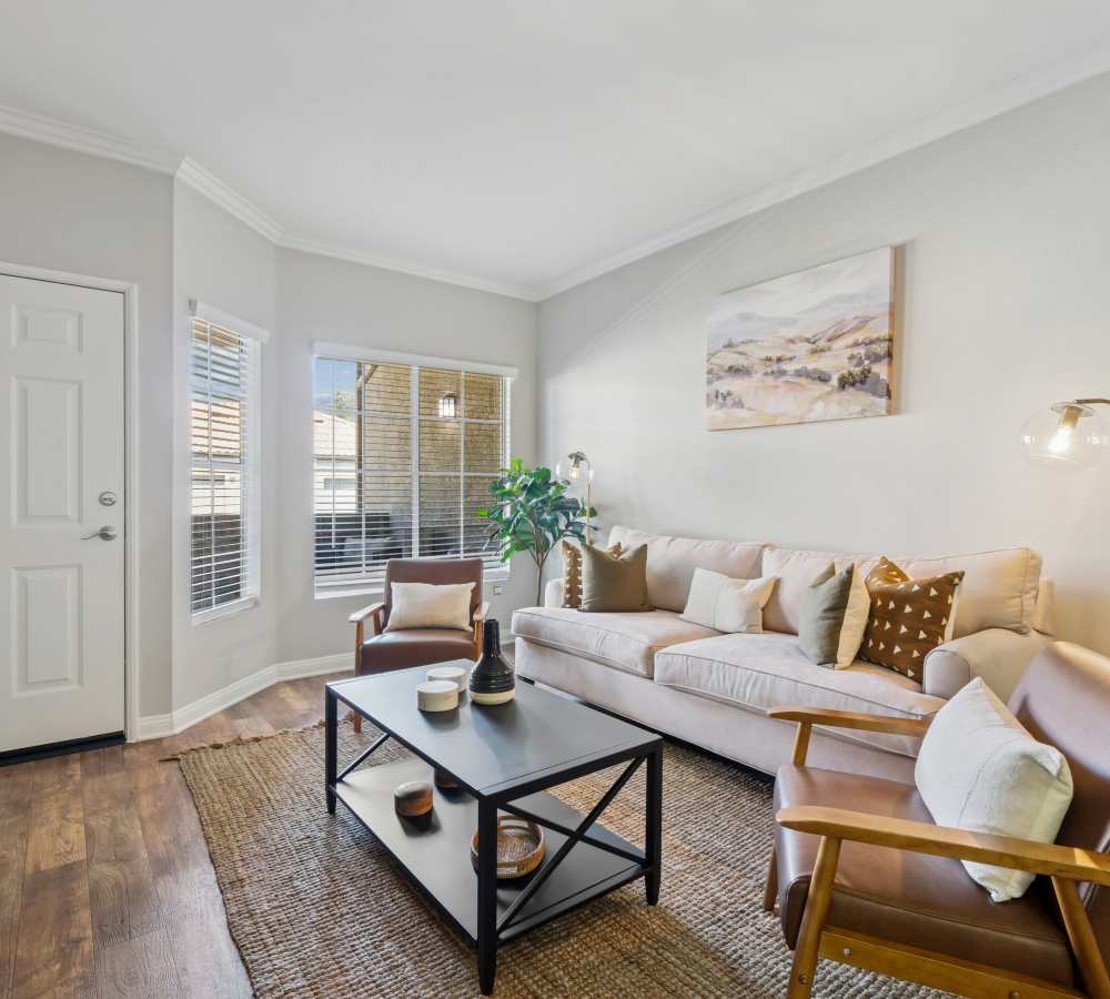 Large living room next to the dining room at Paloma Summit Condominium Rentals in Foothill Ranch, California
