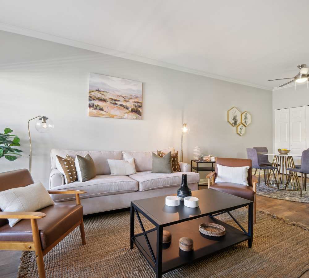 Large living room with plush carpeting at Paloma Summit Condominium Rentals in Foothill Ranch, California