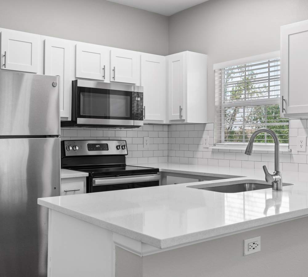Newly renovated kitchen at Isabella Apartment Homes in Greenwood Village, Colorado