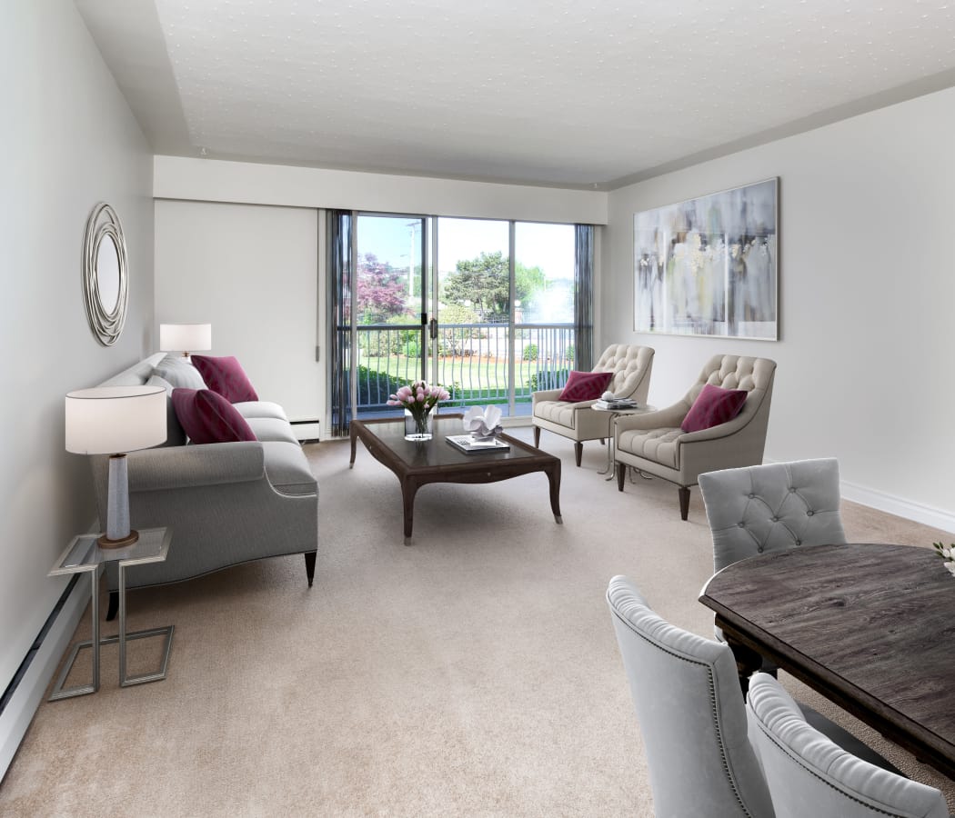 Beautiful living room at Fraser Tolmie Apartments in Saanich